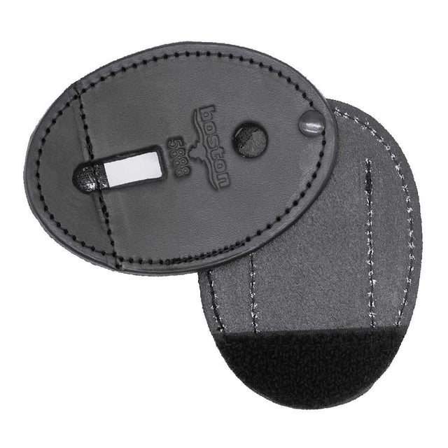 Boston Leather Porta credencial ovalado con clip de fijación