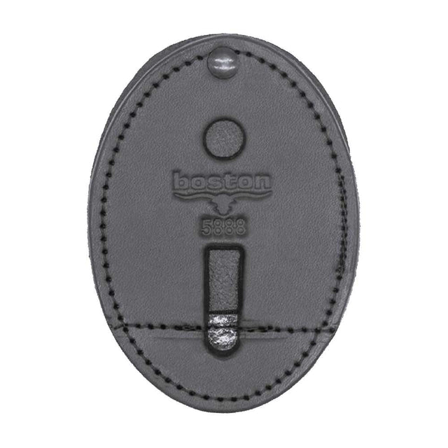 Boston Leather Porta credencial ovalado con clip de fijación